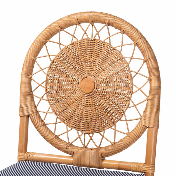 Baxton Studio Bali & Pari Oberon Handwoven Rattan Counter Stool Coastal Artisan Kitchen Island Seat Oberon-Rattan/Light Honey-Cushion-CS