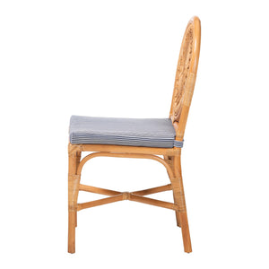 Baxton Studio Bali & Pari Oberon Handwoven Rattan Bistro Chair with Sunburst Weave and Foam Cushion Oberon-Rattan/Light Honey-Cushion-DC