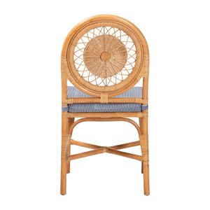 Baxton Studio Bali & Pari Oberon Handwoven Rattan Bistro Chair with Sunburst Weave and Foam Cushion Oberon-Rattan/Light Honey-Cushion-DC