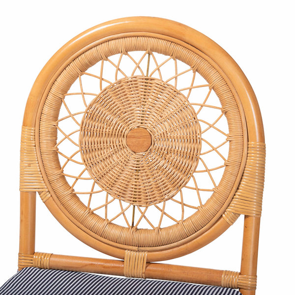 Baxton Studio Bali & Pari Oberon Handwoven Rattan Bistro Chair with Sunburst Weave and Foam Cushion Oberon-Rattan/Light Honey-Cushion-DC