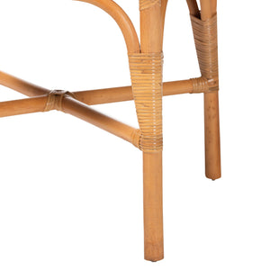 Baxton Studio Bali & Pari Oberon Handwoven Rattan Bistro Chair with Sunburst Weave and Foam Cushion Oberon-Rattan/Light Honey-Cushion-DC