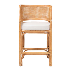 Baxton Studio Bali & Pari Ottis Handwoven Rattan Cushioned Counterstool with Coastal Bohemian Charm Ottis-Rattan/Light Honey-Cushion-CS