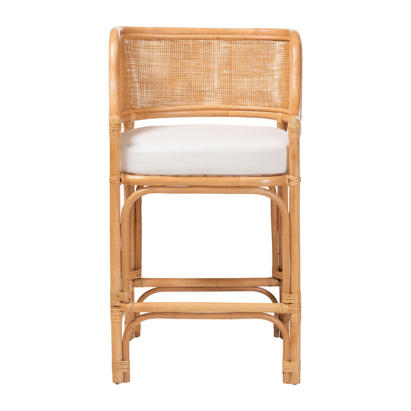 Baxton Studio Bali & Pari Ottis Handwoven Rattan Cushioned Counterstool with Coastal Bohemian Charm Ottis-Rattan/Light Honey-Cushion-CS