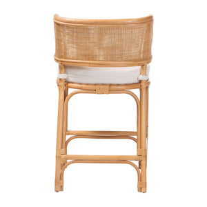 Baxton Studio Bali & Pari Ottis Handwoven Rattan Cushioned Counterstool with Coastal Bohemian Charm Ottis-Rattan/Light Honey-Cushion-CS