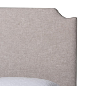 Baxton Studio Baxton Ronelyn Platform Bed Frame With Pleated Skirt And Upholstered Panel Headboard, Low-Profile Modern Design Queen BBT61383-Beige-H1217-3-Queen