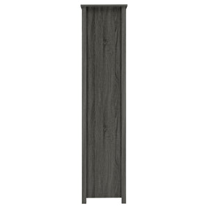 English Elm Dylan Weathered Grey 4-Shelf Bookshelf with Curved Glass Top, Bottom Drawer Storage, Modern 68" Tall B062P344934