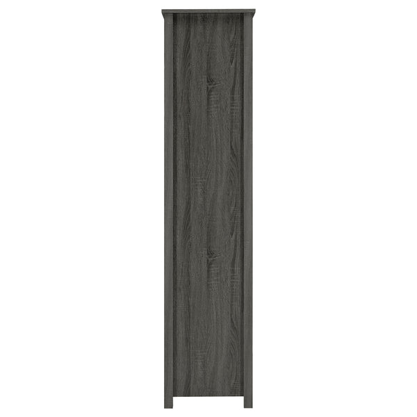 English Elm Dylan Weathered Grey 4-Shelf Bookshelf with Curved Glass Top, Bottom Drawer Storage, Modern 68" Tall B062P344934