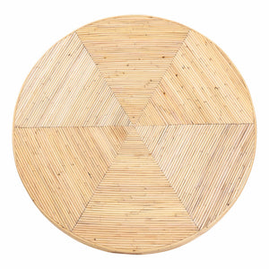 Baxton Studio Bali & Pari Benito Handwoven Rattan Round Pedestal Dining Table for Coastal Spaces Benito-Wooden/Rattan-Light Honey-DT