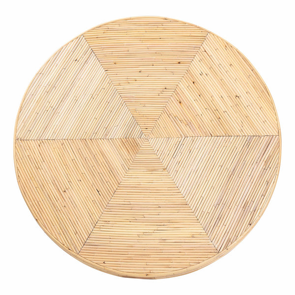Baxton Studio Bali & Pari Benito Handwoven Rattan Round Pedestal Dining Table for Coastal Spaces Benito-Wooden/Rattan-Light Honey-DT