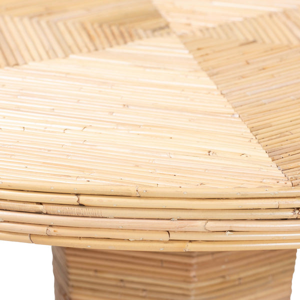 Baxton Studio Bali & Pari Benito Handwoven Rattan Round Pedestal Dining Table for Coastal Spaces Benito-Wooden/Rattan-Light Honey-DT