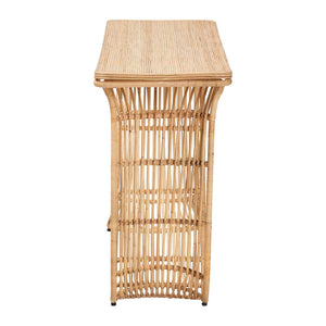 Baxton Studio Bali & Pari Araceli Handwoven Rattan Console Table Sculptural S-curve Entryway Accent Araceli-Rattan/Light Honey-Console Table