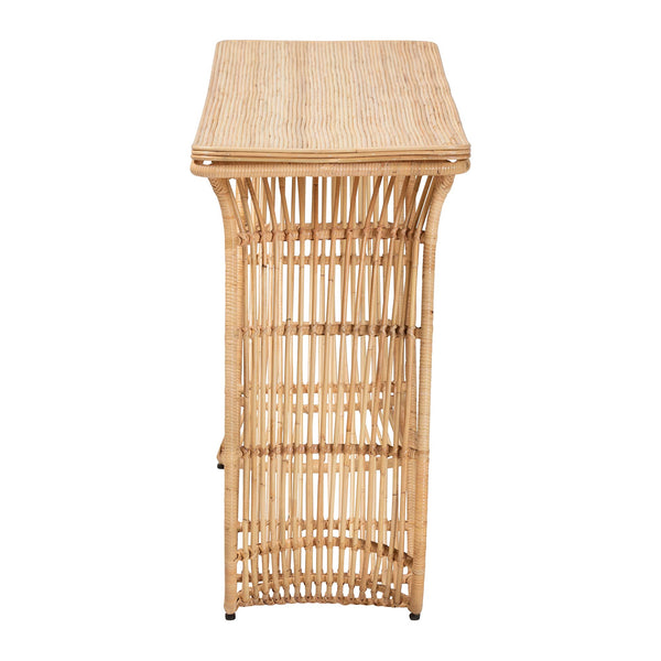 Baxton Studio Bali & Pari Araceli Handwoven Rattan Console Table Sculptural S-curve Entryway Accent Araceli-Rattan/Light Honey-Console Table