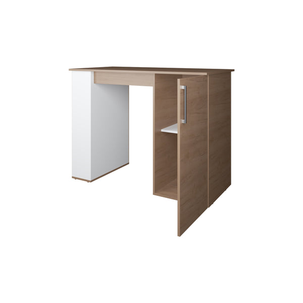English Elm Alder Multifunctional Bar Kitchen Island with Hidden Storage Shelf, Compact White/Macadamia Finish B092P309169