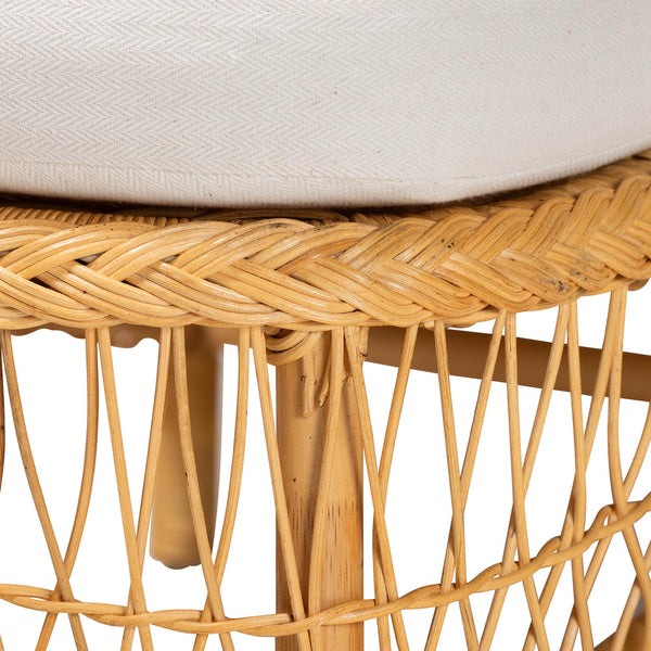 Baxton Studio Bali & Pari Bruno Handwoven Rattan Chaise Lounge with Cushion for Boho Living Rooms Bruno-Light Honey/Rattan-Cushion-Lounger