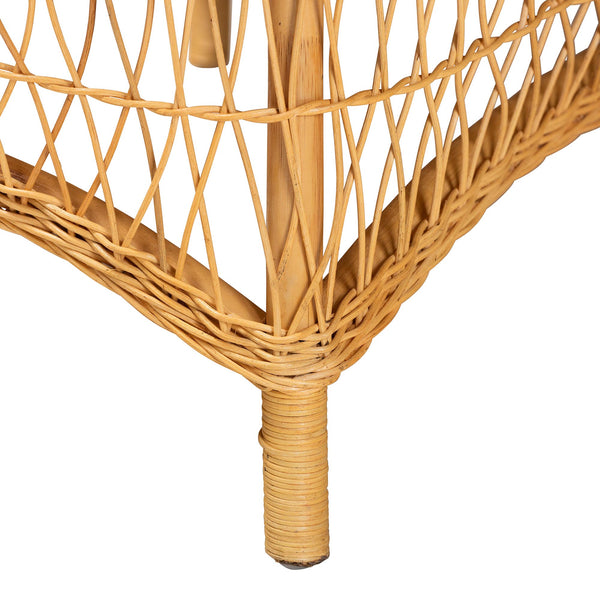 Baxton Studio Bali & Pari Bruno Handwoven Rattan Chaise Lounge with Cushion for Boho Living Rooms Bruno-Light Honey/Rattan-Cushion-Lounger