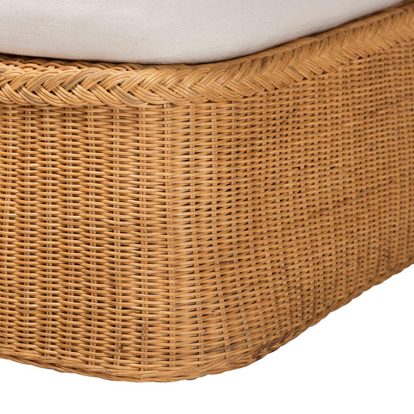 Baxton Studio Bali & Pari Cesar Handwoven Natural Rattan Indoor Chaise Lounge with Plush Cushion Cesar-Light Honey/Rattan-Cushion-Lounger