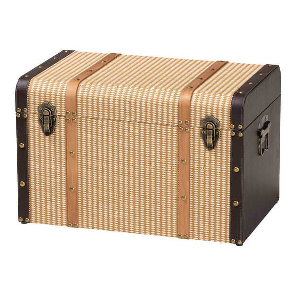 Baxton Studio Baxton Studio Manton Vintage Trunk Woven Texture Nail Head Accent Hinged Storage Chest JY25B016-Large-Wooden Trunk