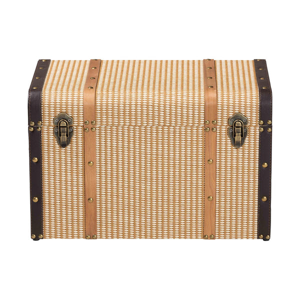 Baxton Studio Baxton Studio Manton Vintage Trunk Woven Texture Nail Head Accent Hinged Storage Chest JY25B016-Large-Wooden Trunk