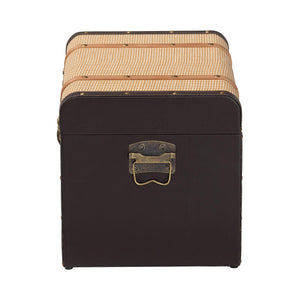 Baxton Studio Baxton Studio Manton Vintage Trunk Woven Texture Nail Head Accent Hinged Storage Chest JY25B016-Large-Wooden Trunk
