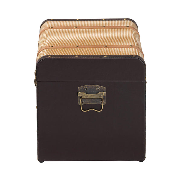 Baxton Studio Baxton Studio Manton Vintage Trunk Woven Texture Nail Head Accent Hinged Storage Chest JY25B016-Large-Wooden Trunk