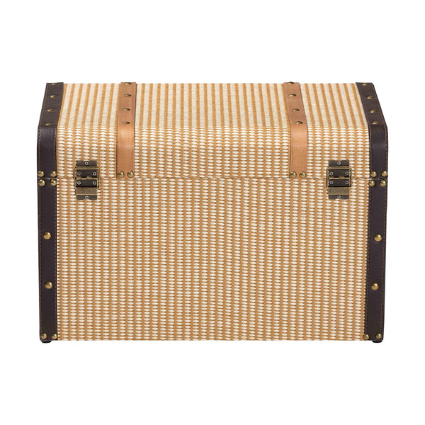 Baxton Studio Baxton Studio Manton Vintage Trunk Woven Texture Nail Head Accent Hinged Storage Chest JY25B016-Large-Wooden Trunk