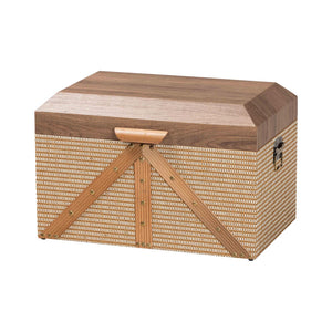 Baxton Studio Baxton Studio Kande Mid-century Woven Trunk with Nail-head Trim and Hinged Flip Top JY25B018-Large-Wooden Trunk