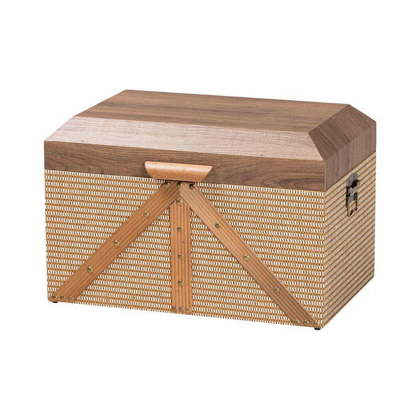 Baxton Studio Baxton Studio Kande Mid-century Woven Trunk with Nail-head Trim and Hinged Flip Top JY25B018-Large-Wooden Trunk