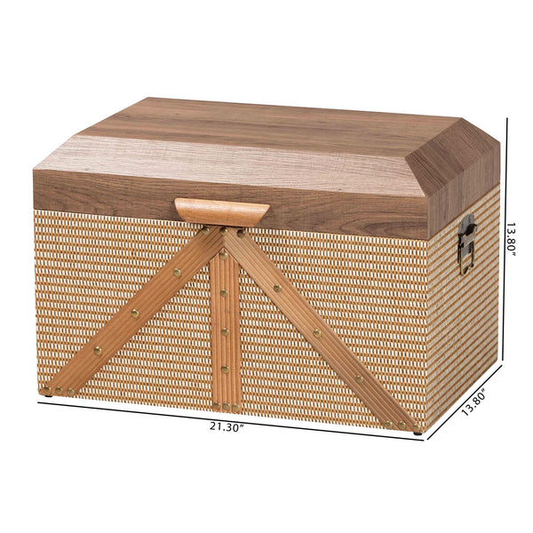 Baxton Studio Baxton Studio Kande Mid-century Woven Trunk with Nail-head Trim and Hinged Flip Top JY25B018-Large-Wooden Trunk
