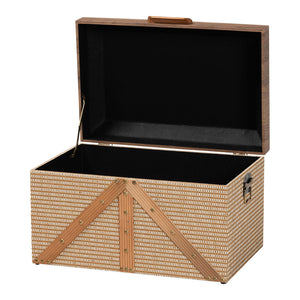 Baxton Studio Baxton Studio Kande Mid-century Woven Trunk with Nail-head Trim and Hinged Flip Top JY25B018-Large-Wooden Trunk