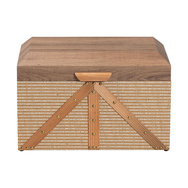 Baxton Studio Baxton Studio Kande Mid-century Woven Trunk with Nail-head Trim and Hinged Flip Top JY25B018-Large-Wooden Trunk