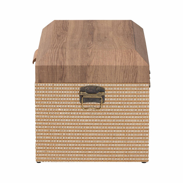 Baxton Studio Baxton Studio Kande Mid-century Woven Trunk with Nail-head Trim and Hinged Flip Top JY25B018-Large-Wooden Trunk
