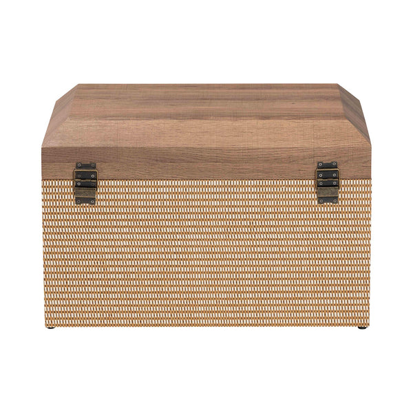 Baxton Studio Baxton Studio Kande Mid-century Woven Trunk with Nail-head Trim and Hinged Flip Top JY25B018-Large-Wooden Trunk