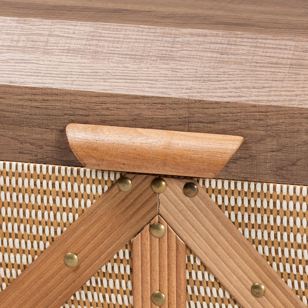Baxton Studio Baxton Studio Kande Mid-century Woven Trunk with Nail-head Trim and Hinged Flip Top JY25B018-Large-Wooden Trunk