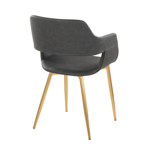 English Elm Margarite Contemporary Dining Chairs Set Of 2 In Gold Metal & Grey Faux Leather For Stylish Interiors B202S01276