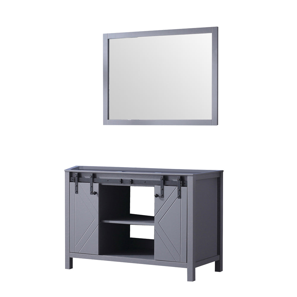 English Elm Dark Grey Bath Vanity Set With 44-Inch Mirror - Modern, Fully Assembled, Stylish Storage Solution B2731S00527