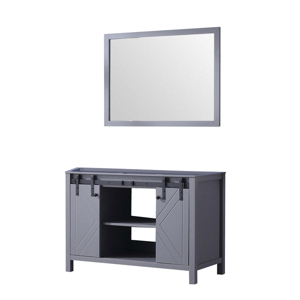 English Elm Dark Grey Bath Vanity Set With 44-Inch Mirror - Modern, Fully Assembled, Stylish Storage Solution B2731S00527