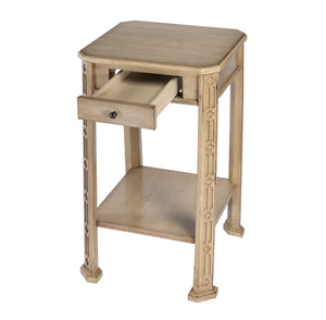 Butler Specialty Moyer Square Wood Side Table With Elegant Inlay Design, Antique Brass Hardware, And Open Shelf Beige Rubberwood Solids,Cherry And Maple Veneers,Mdf 1486424-butler