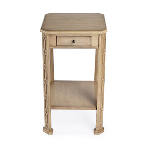 Butler Specialty Moyer Square Wood Side Table With Elegant Inlay Design, Antique Brass Hardware, And Open Shelf Beige Rubberwood Solids,Cherry And Maple Veneers,Mdf 1486424-butler