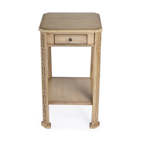 Butler Specialty Moyer Square Wood Side Table With Elegant Inlay Design, Antique Brass Hardware, And Open Shelf Beige Rubberwood Solids,Cherry And Maple Veneers,Mdf 1486424-butler