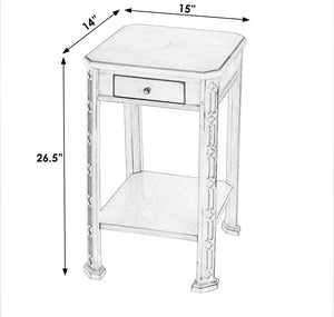 Butler Specialty Moyer Square Wood Side Table With Elegant Inlay Design, Antique Brass Hardware, And Open Shelf Beige Rubberwood Solids,Cherry And Maple Veneers,Mdf 1486424-butler