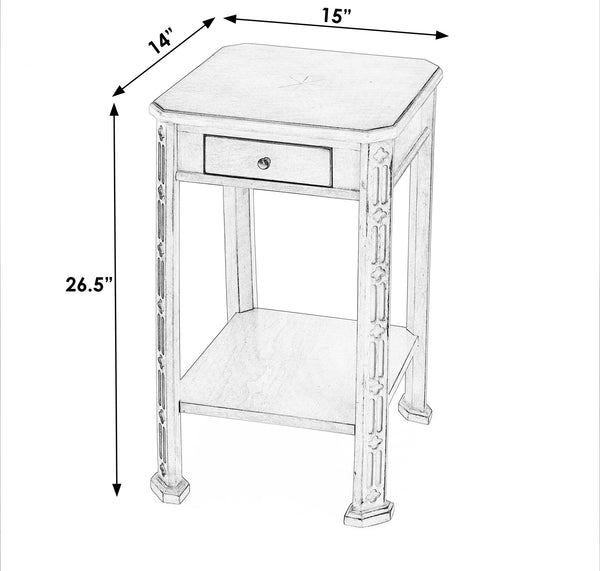 Butler Specialty Moyer Square Wood Side Table With Elegant Inlay Design, Antique Brass Hardware, And Open Shelf Beige Rubberwood Solids,Cherry And Maple Veneers,Mdf 1486424-butler