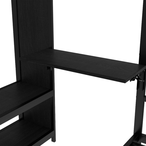 English Elm Twin Bunk Bed With Wardrobe & Trundle, Metal Frame, Foldable Desk, Noise-Reduced Design, Black Finish W1580S00135-GIGA