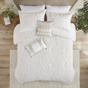 English Elm Comforter Suzanna Tufted Medallion Full/Queen Set - 100% Cotton Oversized Overfilled, OEKO-TEX Certified Ivory 22.84 L x 20.87 W x 13.39 H B03595730