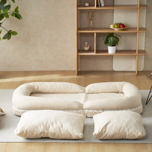 English Elm Triple Fold Down Sofa Bed Beige Metal - Compressed Pack, Thick Cushions, Adjustable Back, Versatile Use W244P186309