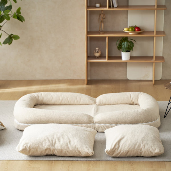 English Elm Triple Fold Down Sofa Bed Beige Metal - Compressed Pack, Thick Cushions, Adjustable Back, Versatile Use W244P186309