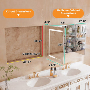 English Elm Lighted Aluminum Medicine Cabinet Smart Mirror with Anti-fog Led and Built-in Usb Outlet W5609P461309