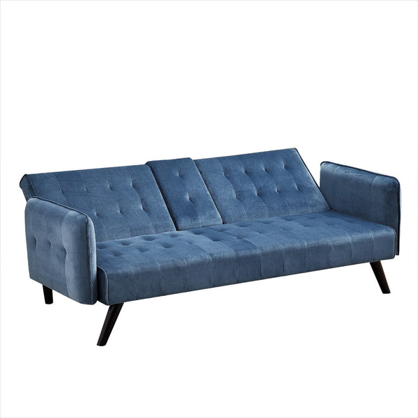 English Elm 72" Tufted Velvet Futon Sleeper Sofa with Console Mid-century 3 Seat Compact B2735P490975