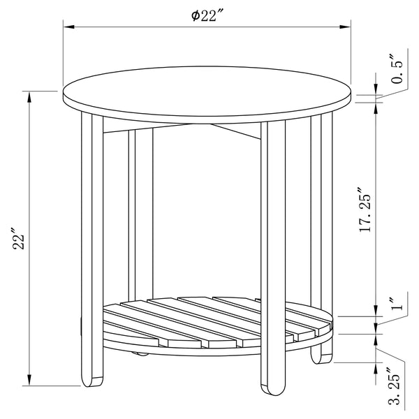 English Elm Altos Natural Round End Table With Slatted Shelf - Stylish Engineered Wood For Living Room & Patio B062P299831