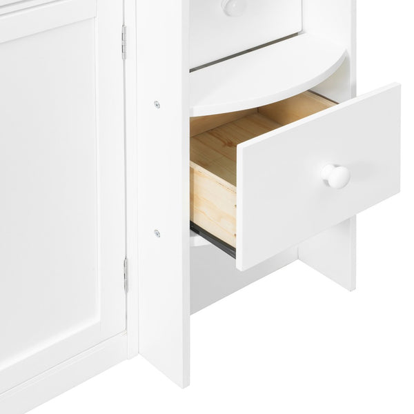 English Elm Twin House Loft Bed with Pull Out Rolling Desk Stair Drawers and Cabinet Storage White N820S00072K
