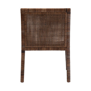 Baxton Studio Bali Karis Rattan Dining Chair With Removable Cushion, Handwoven Mahogany Frame Coastal Boho Seat Karis-Coffee Antique-DC